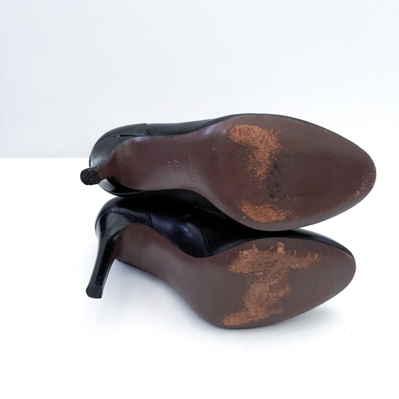 Coach Messina Black Leather Kitten Heeled Ankle Boots - Picture 7 of 10